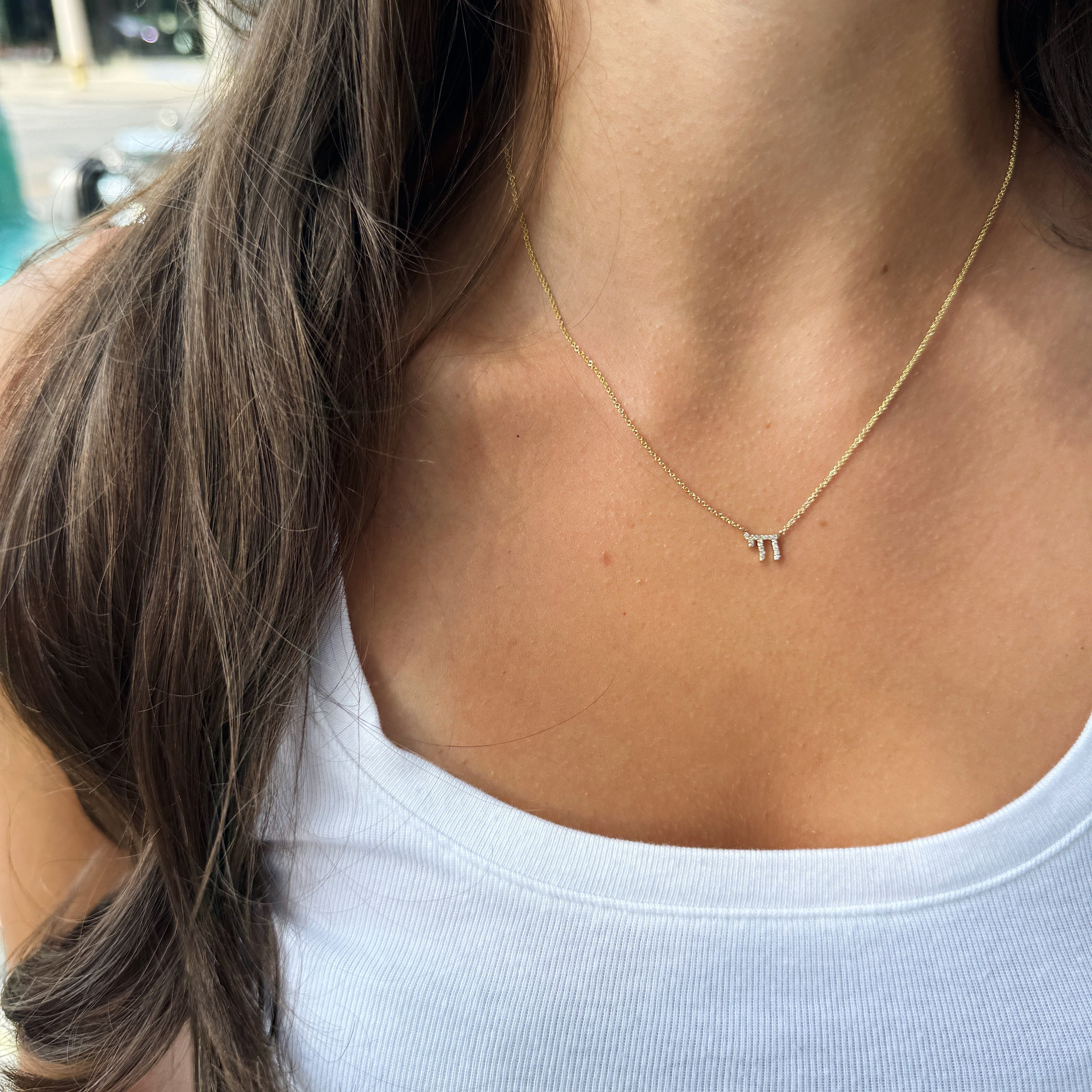 10K Yellow Gold Diamond "Chai" Necklace-Bijoux Village Fine Jewellers