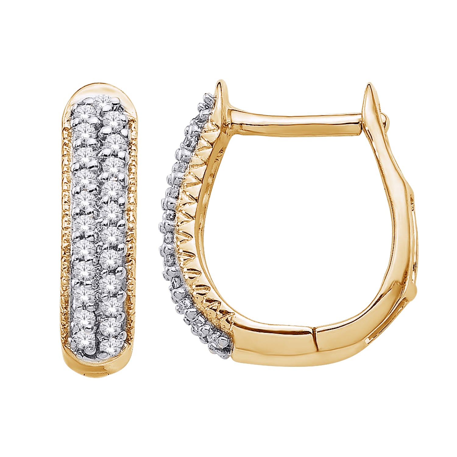 10K Yellow Gold Pavé Diamond Huggie Earrings-Bijoux Village Fine Jewellers