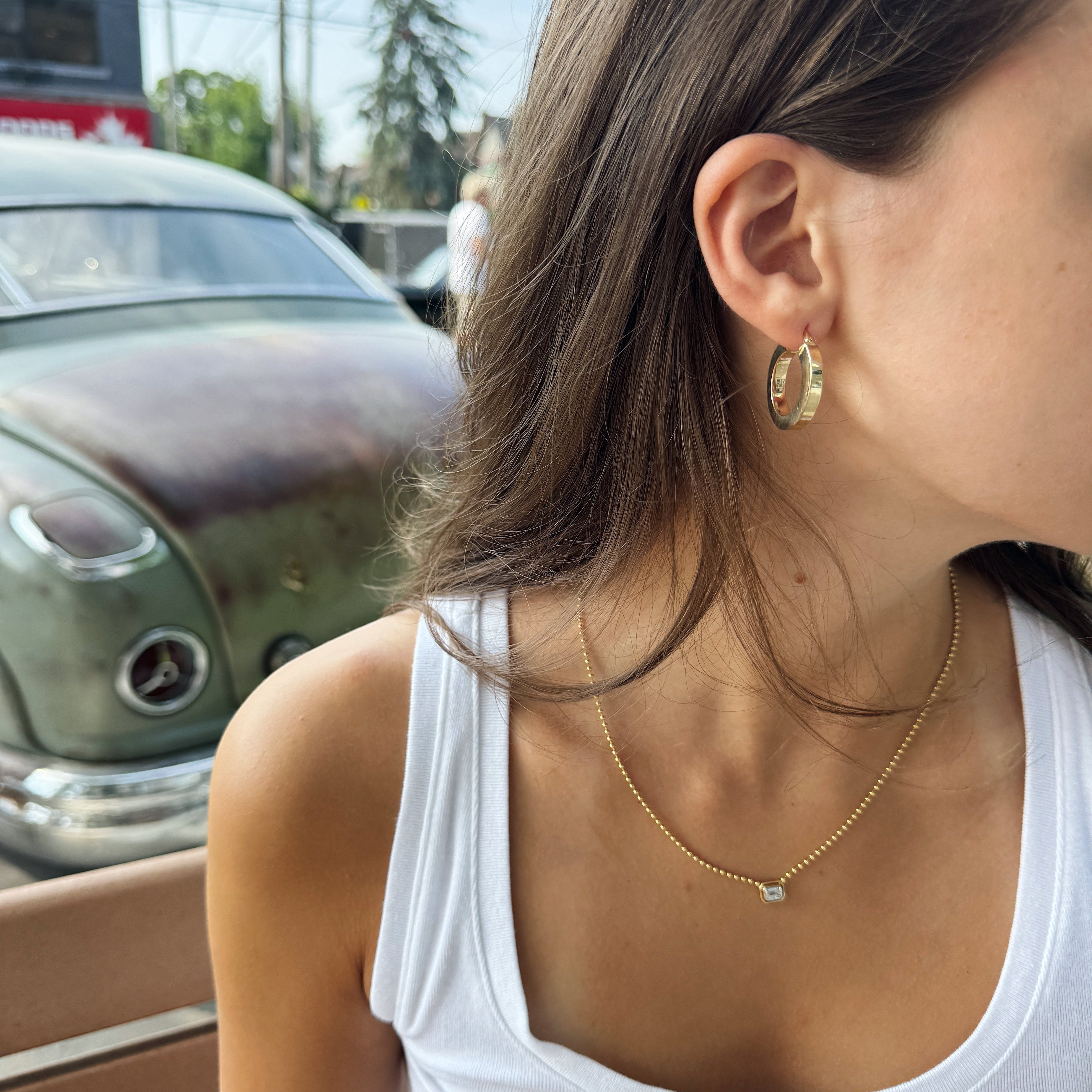 10K Yellow Gold Polished Flat Hoop Earrings-Bijoux Village Fine Jewellers