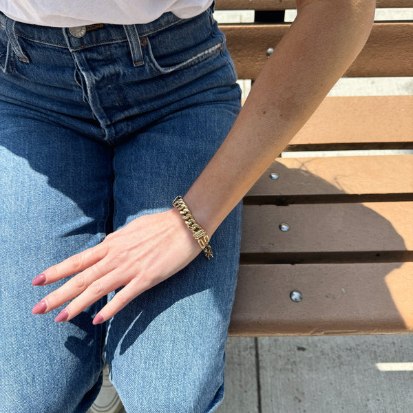 14K Yellow Gold Paper Clip & Curb Link Bracelet-Bijoux Village Fine Jewellers