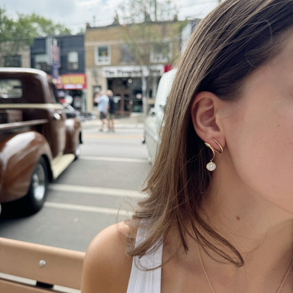 14K Yellow Gold Swirl Stud Earrings with 0.62 CT Diamond Clusters-Bijoux Village Fine Jewellers
