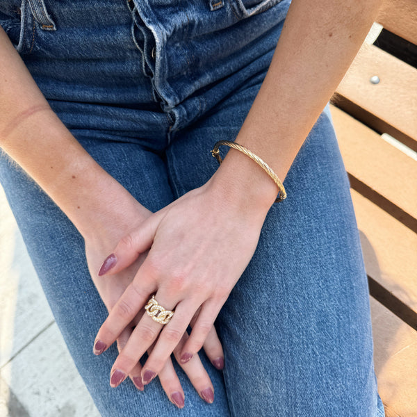 14K Yellow Gold Twisted Rope Bangle-Bijoux Village Fine Jewellers