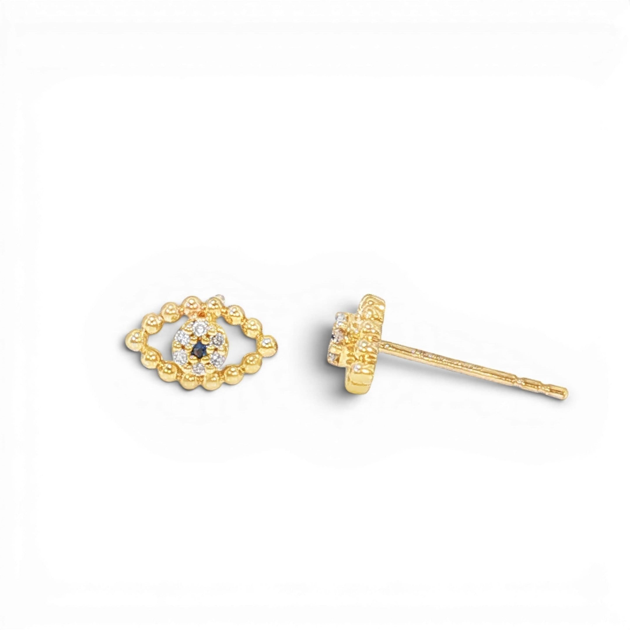 Diamond & Sapphire Evil Eye Stud Earrings-Bijoux Village Fine Jewellers