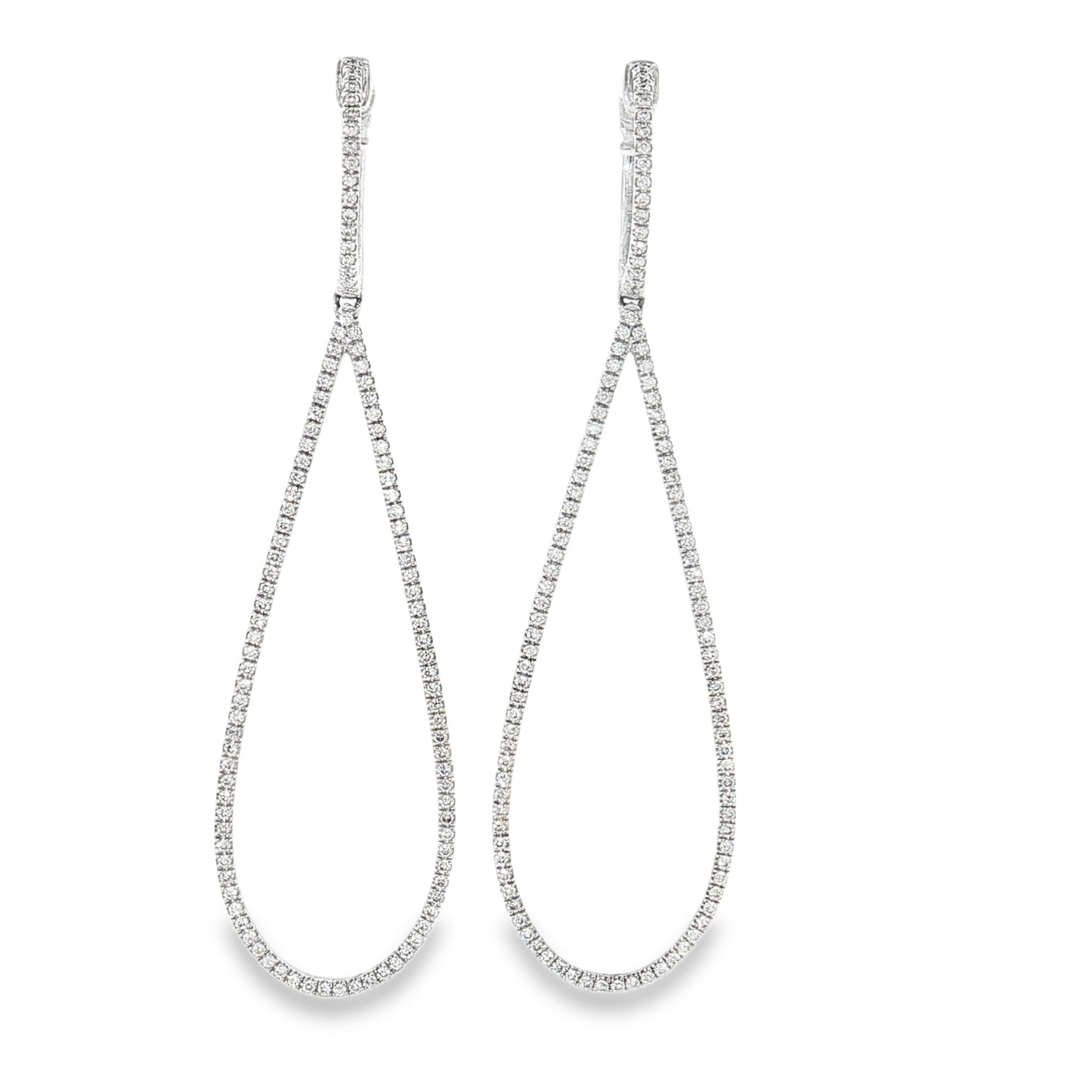 18K White Gold Diamond Teardrop Earrings-Bijoux Village Fine Jewellers
