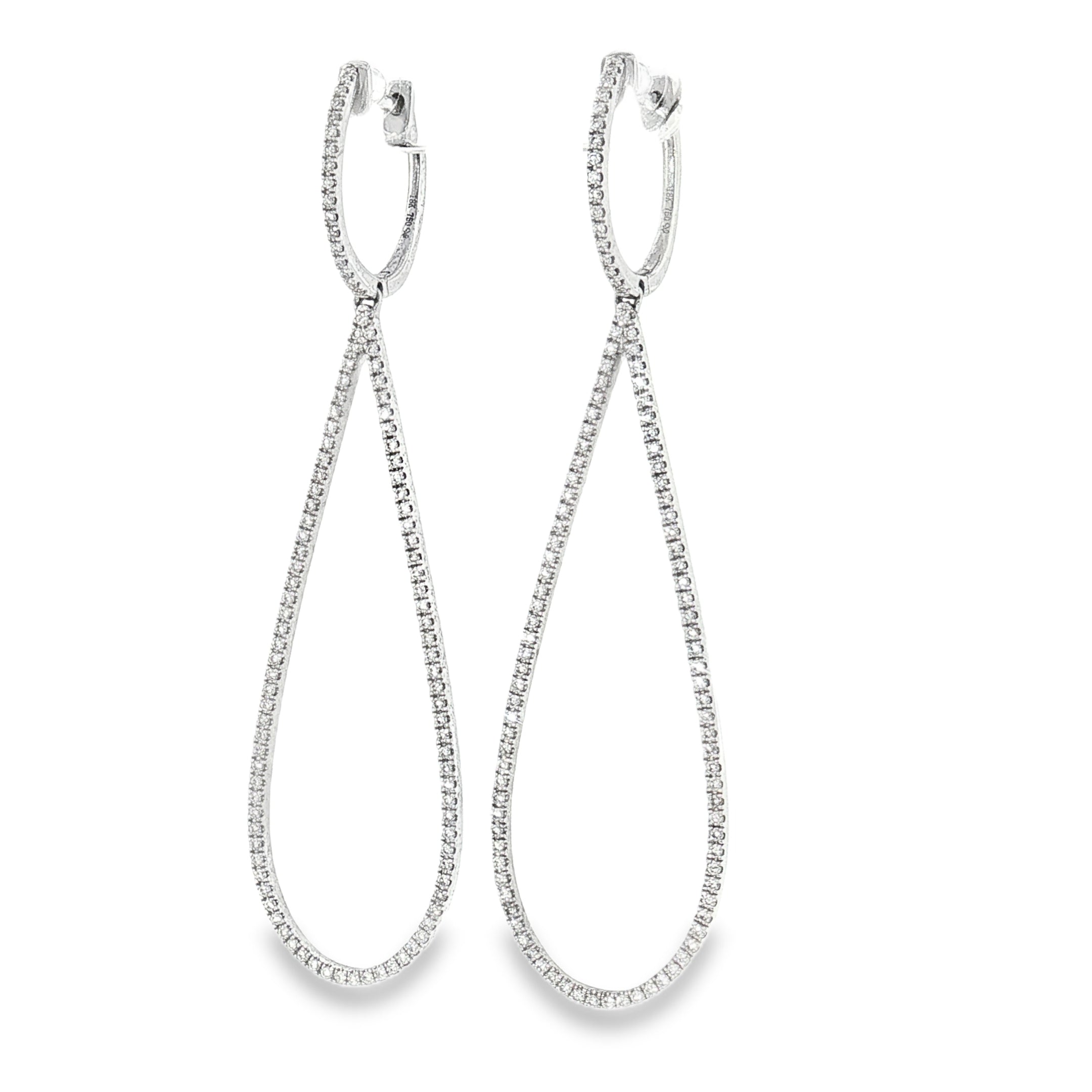 18K White Gold Diamond Teardrop Earrings-Bijoux Village Fine Jewellers