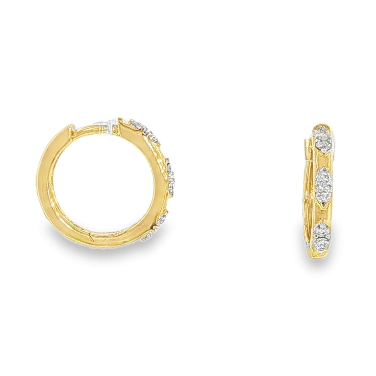 Diamond Accent Huggie Hoop Earrings-Bijoux Village Fine Jewellers