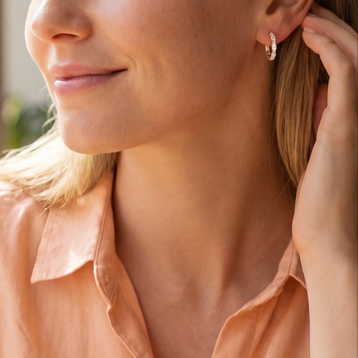 Diamond Accent Huggie Hoop Earrings-Bijoux Village Fine Jewellers