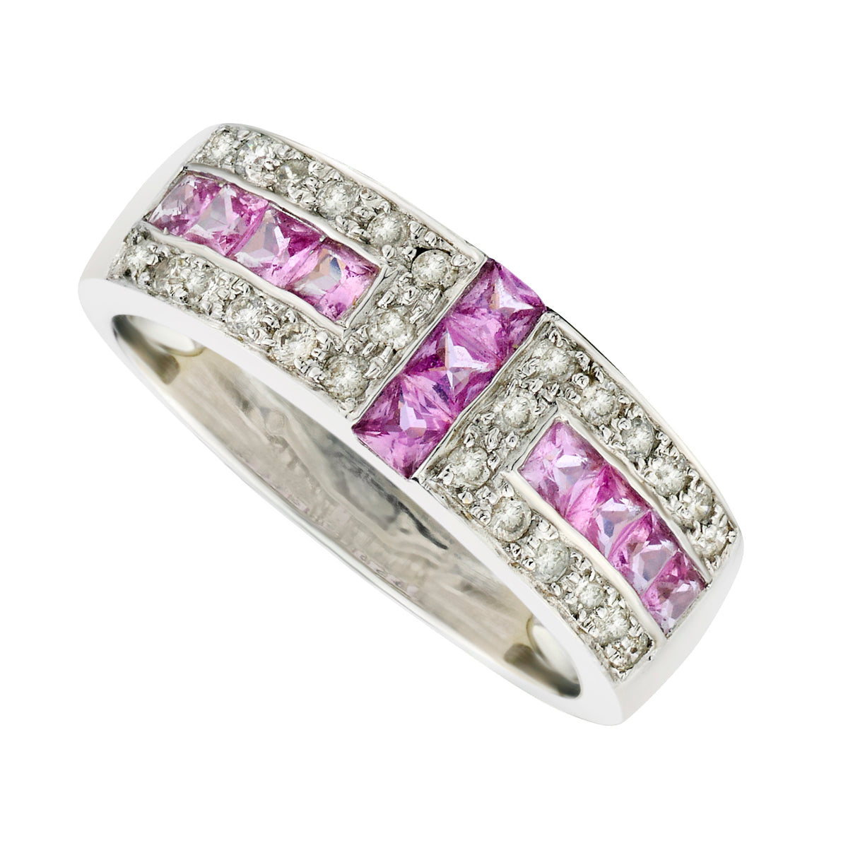 Pink Sapphire & Diamond Geometric Band-Diamond-Bijoux Village Fine Jewellers