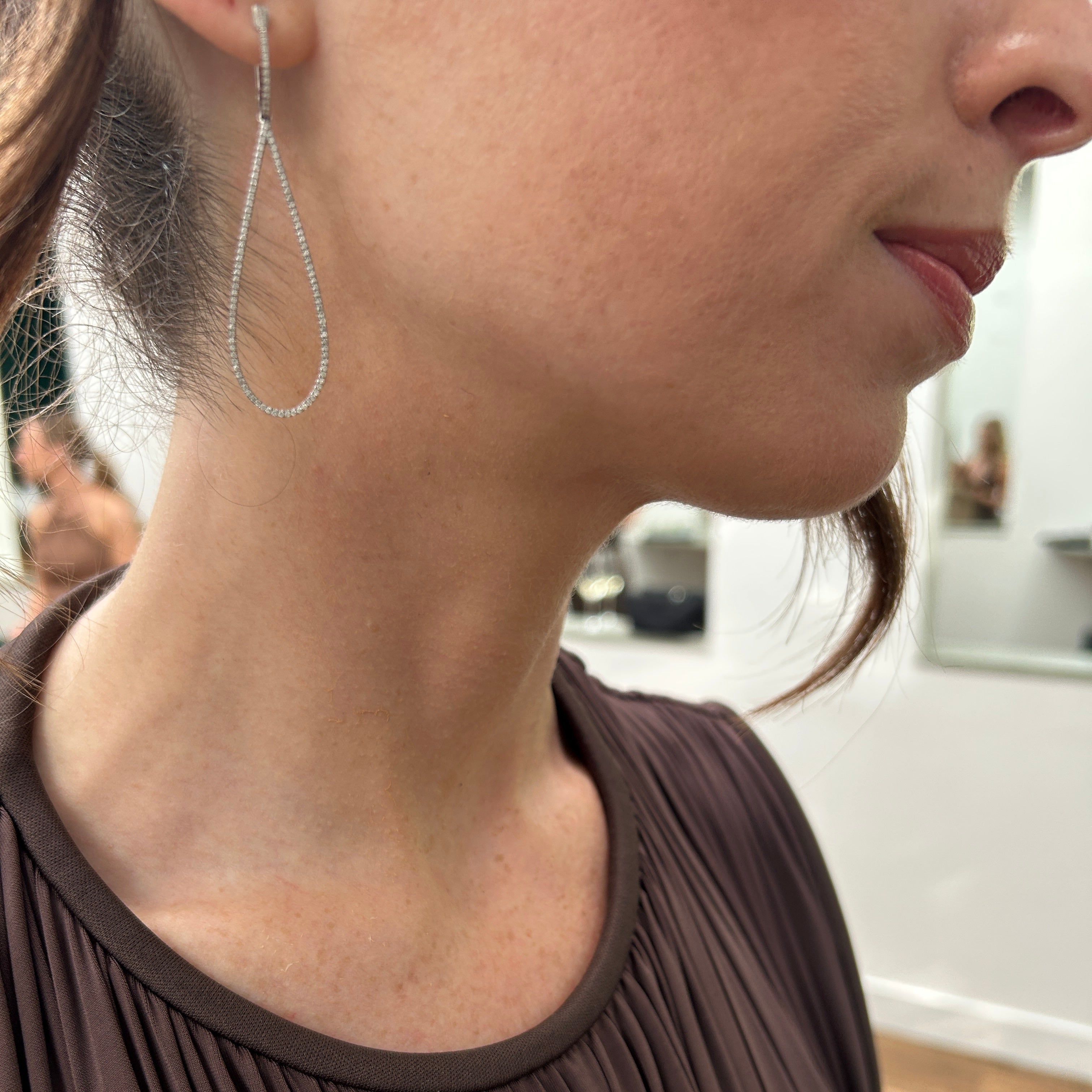 18K White Gold Diamond Teardrop Earrings-Bijoux Village Fine Jewellers