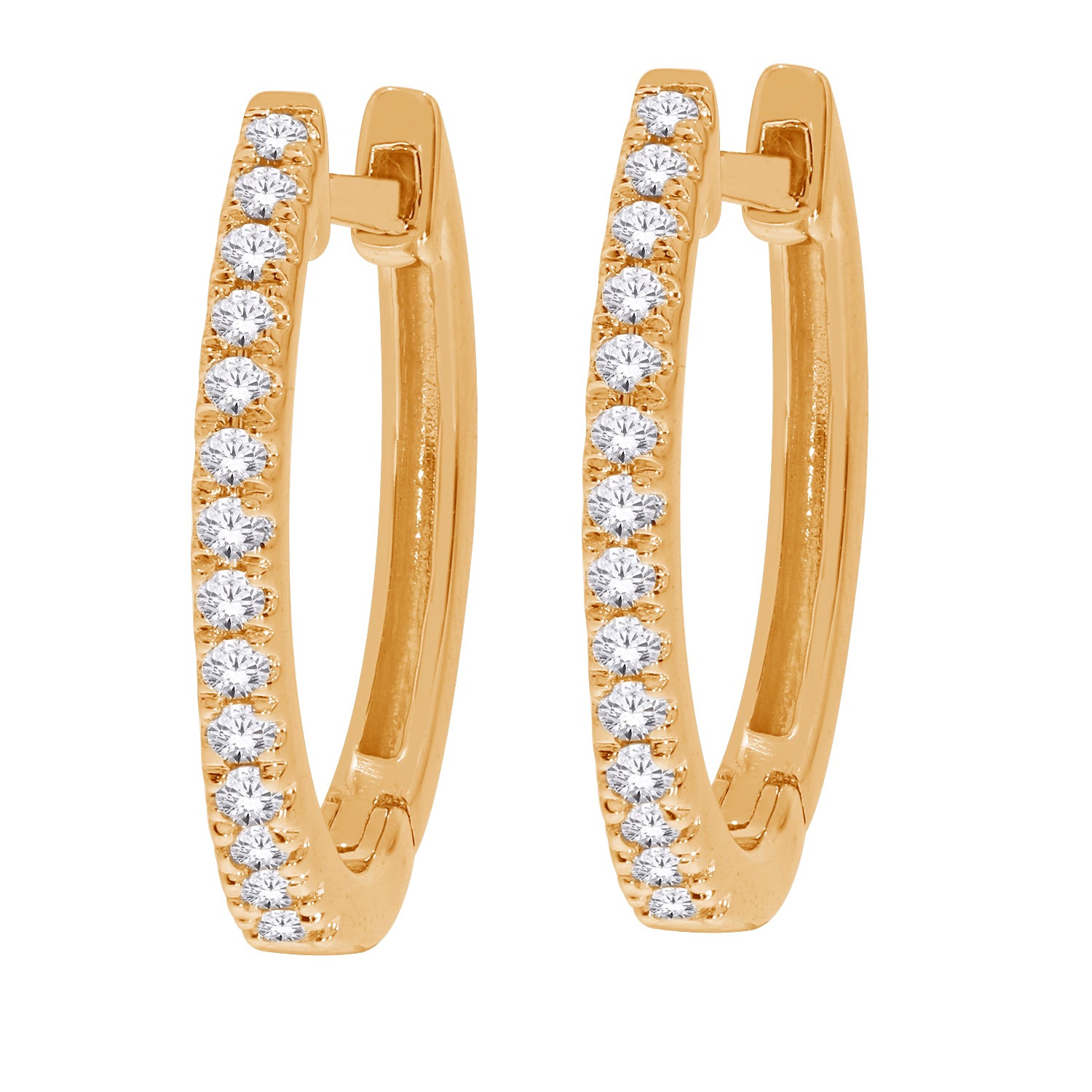 18K Yellow Gold Classic Diamond Hoop Earrings-Bijoux Village Fine Jewellers