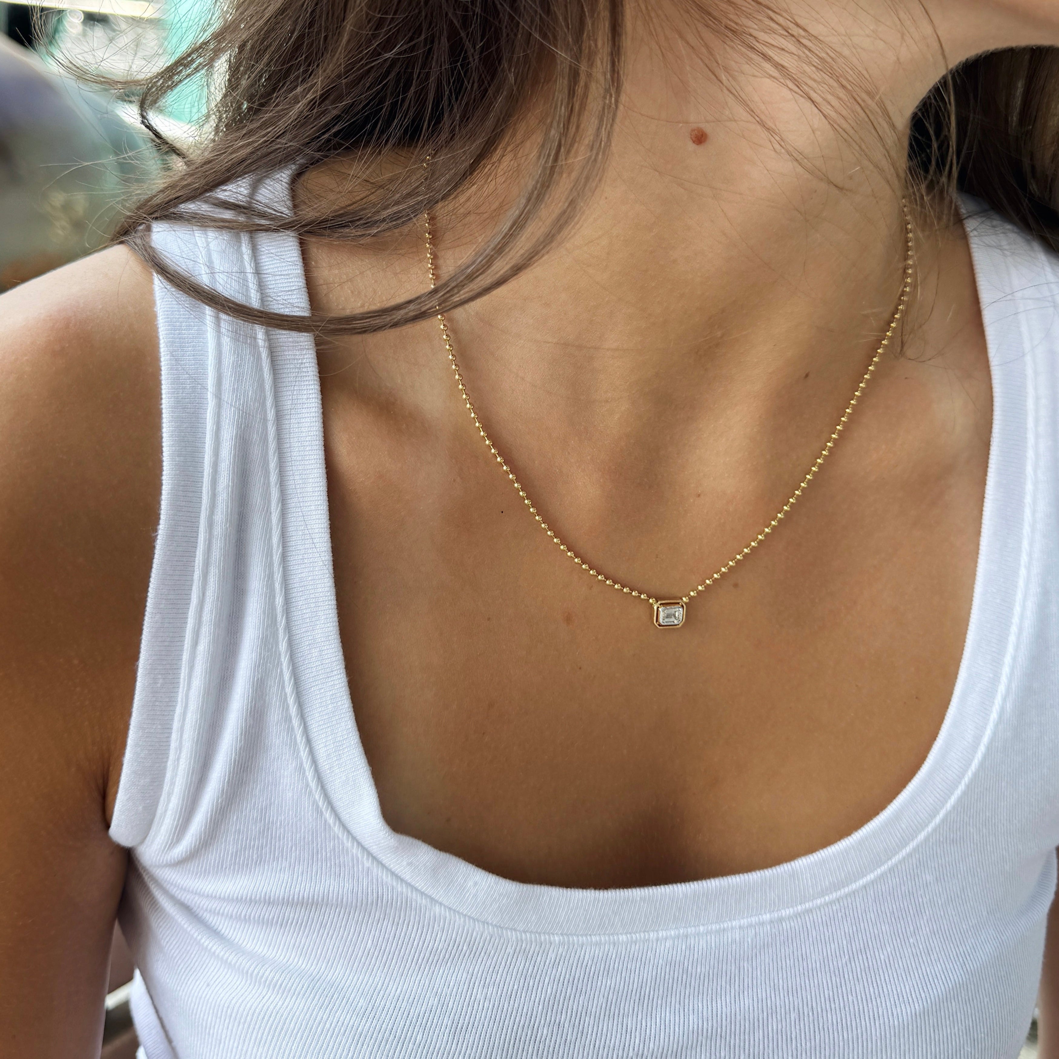 18K Yellow Gold Emerald-Cut Diamond Bead Necklace – 0.52 CT-Bijoux Village Fine Jewellers