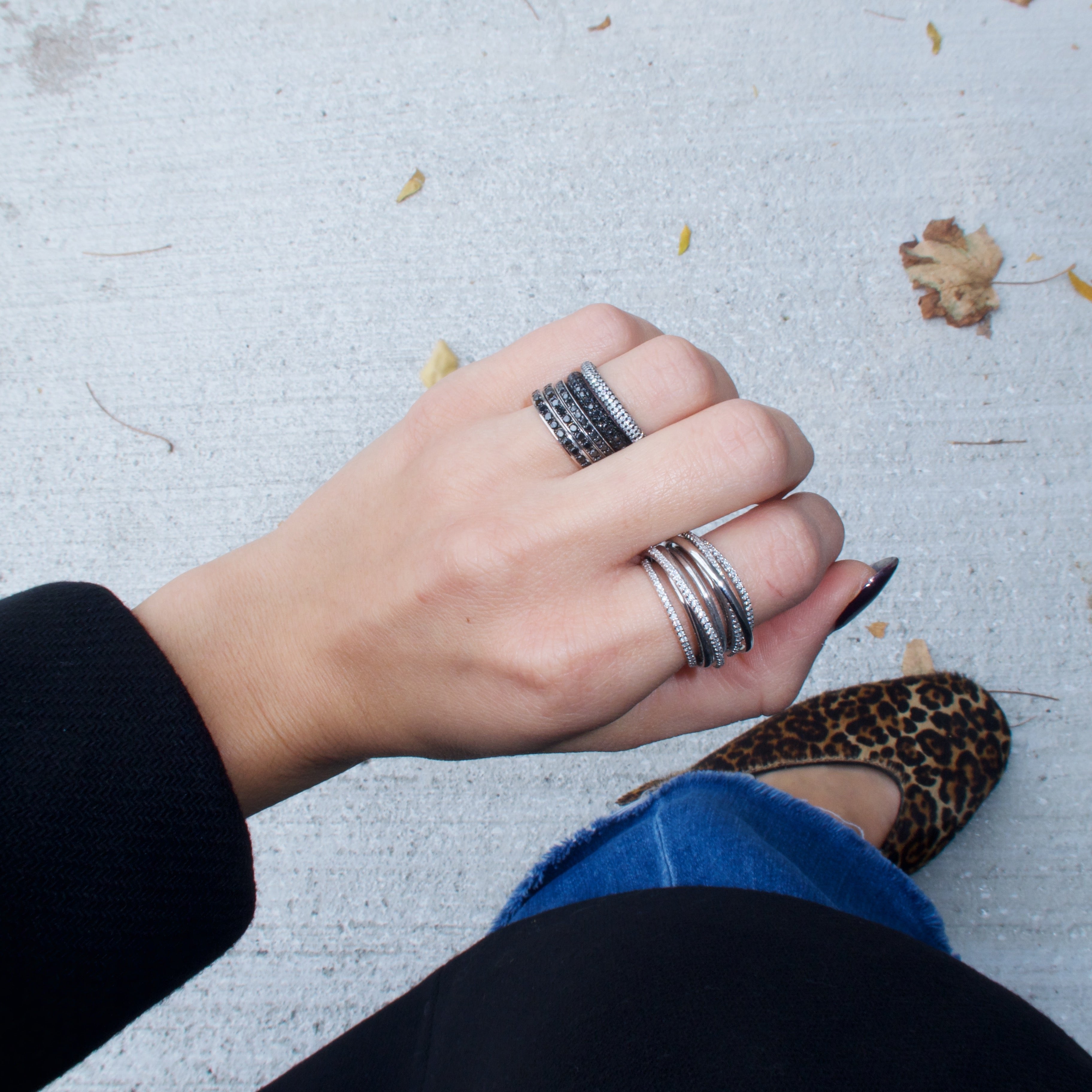 Black Diamond Pavé Band-White Gold-Bijoux Village Fine Jewellers