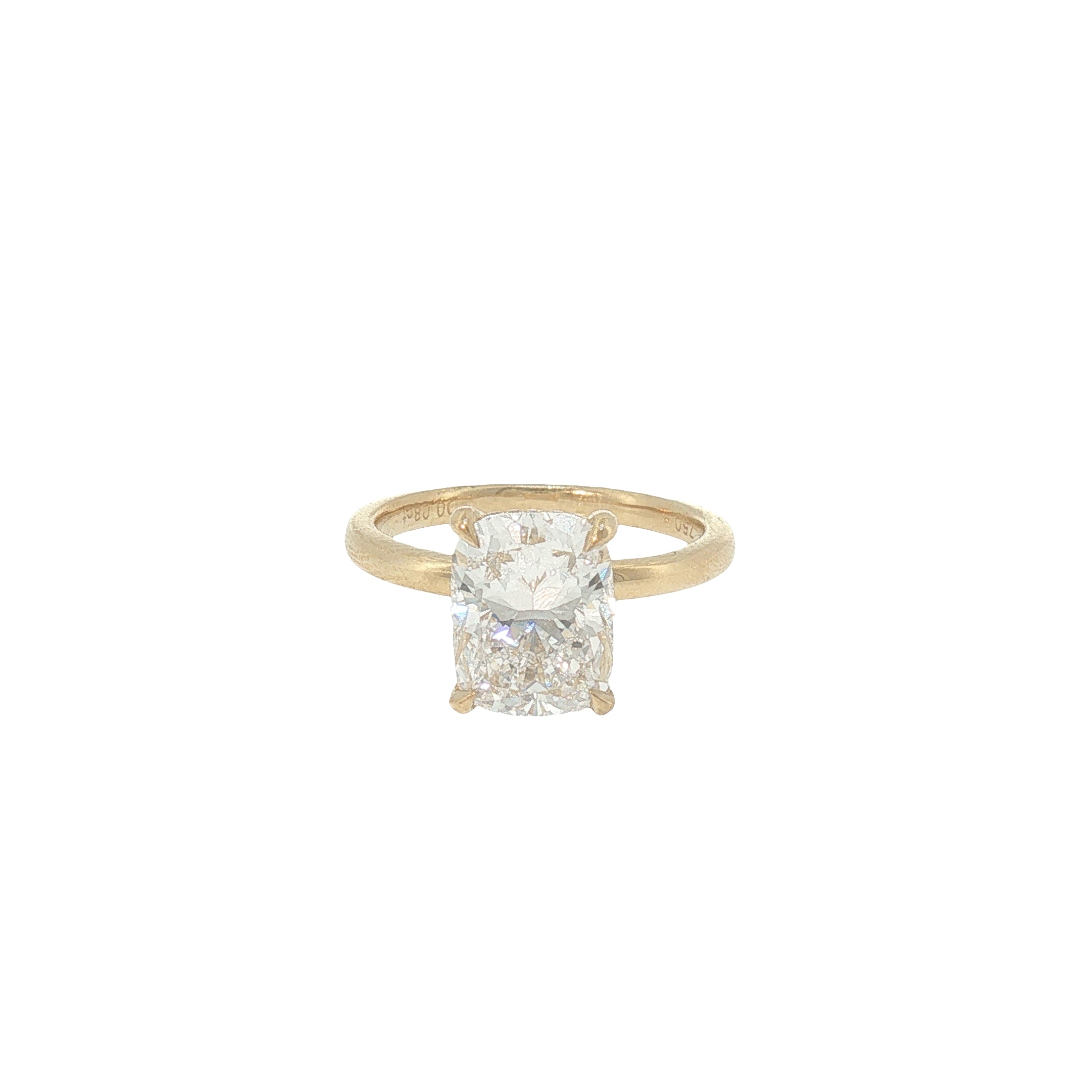 3.06 CT Cushion-Cut Lab-Grown Diamond Hidden Halo Ring in 18K Yellow Gold-Bijoux Village Fine Jewellers