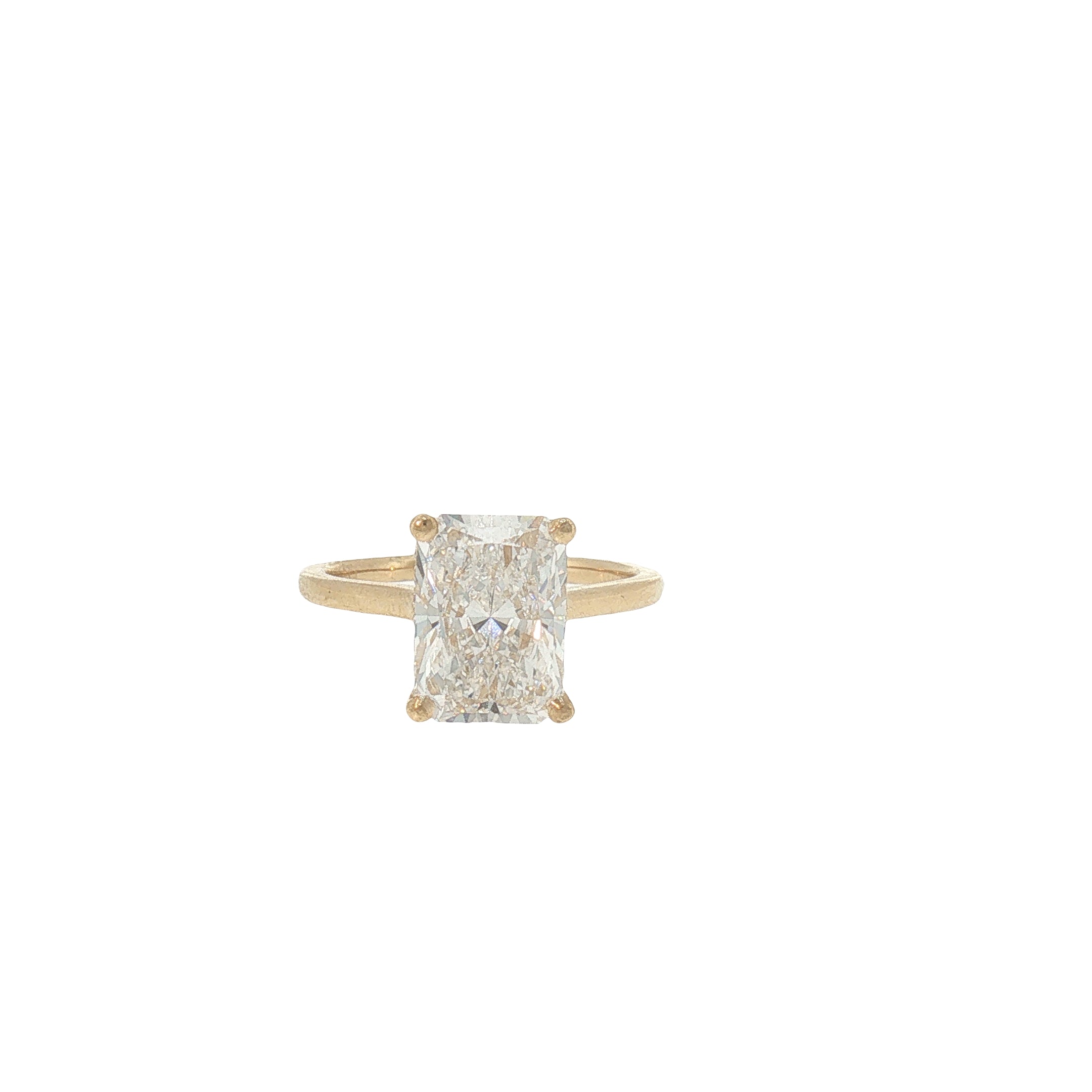 3.54 CT Radiant-Cut Lab-Grown Diamond Hidden Halo Ring in 18K Yellow Gold