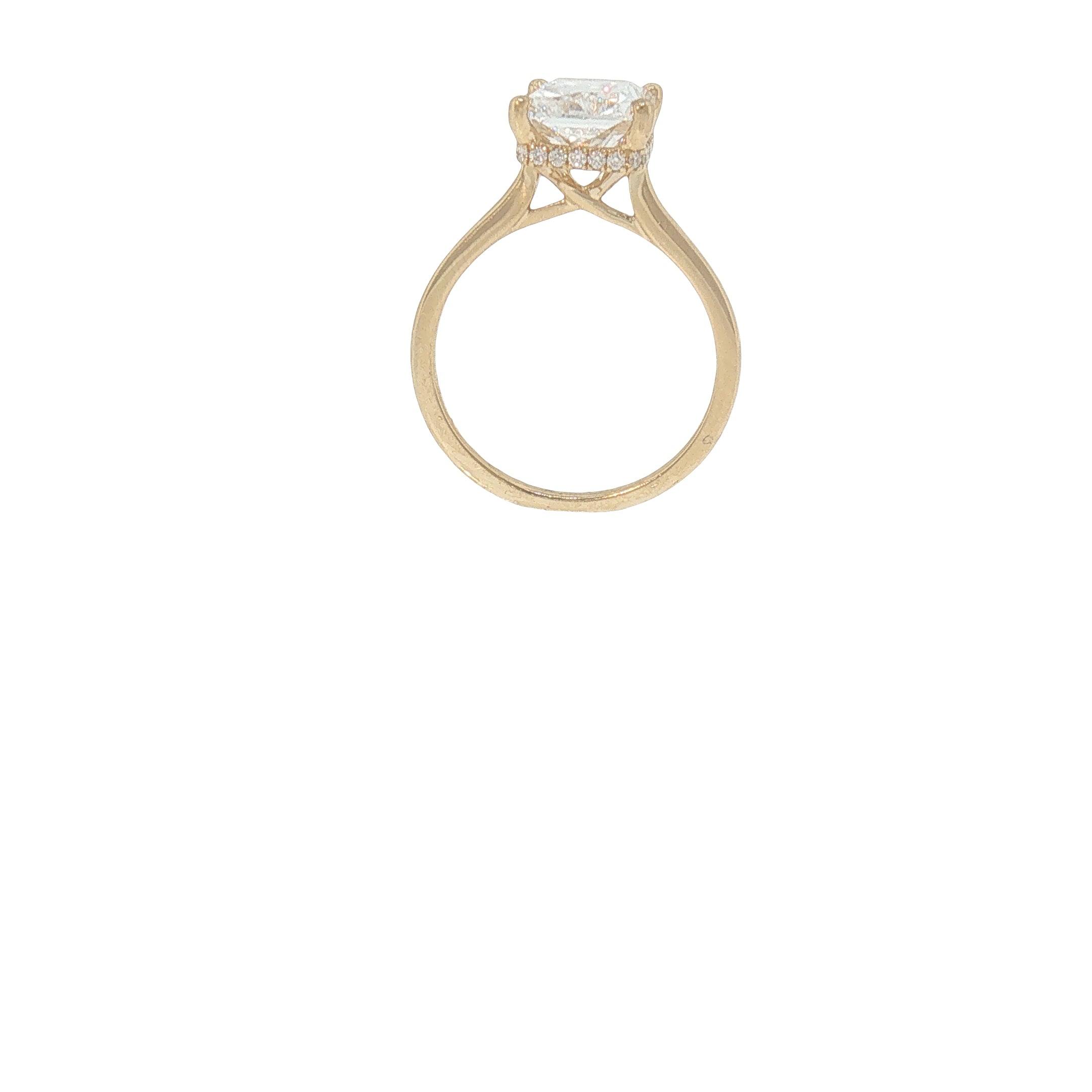 3.54 CT Radiant-Cut Lab-Grown Diamond Hidden Halo Ring in 18K Yellow Gold