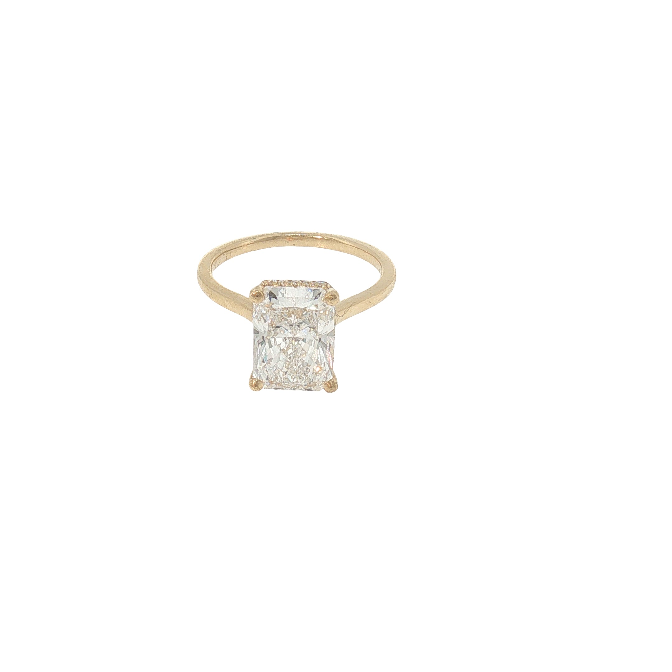 3.54 CT Radiant-Cut Lab-Grown Diamond Hidden Halo Ring in 18K Yellow Gold-Bijoux Village Fine Jewellers