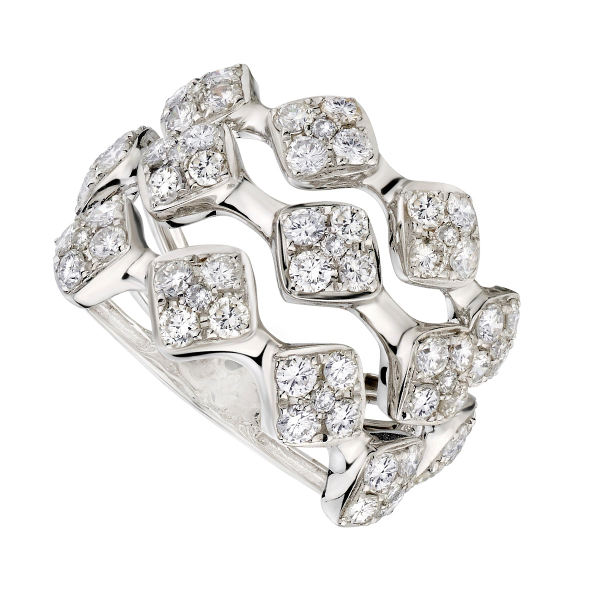Three Row Diamond Statement Ring – 1.92 CTs-18 Karat-Bijoux Village Fine Jewellers