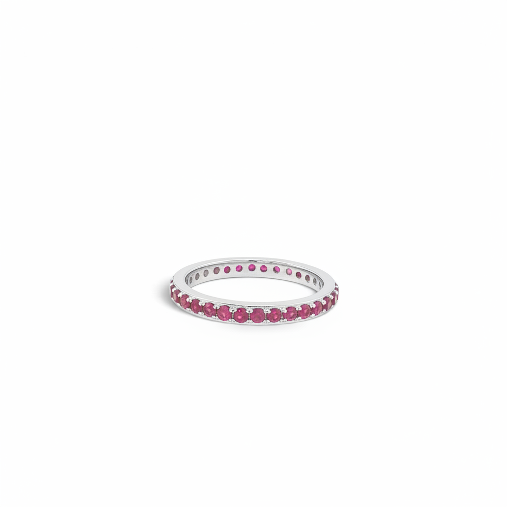 14K White Gold Ruby Eternity Band-Bijoux Village Fine Jewellers