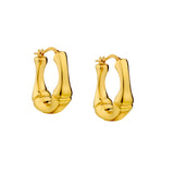 Yellow Gold Bamboo-Inspired Hoop Earrings-14 Karat-Bijoux Village Fine Jewellers