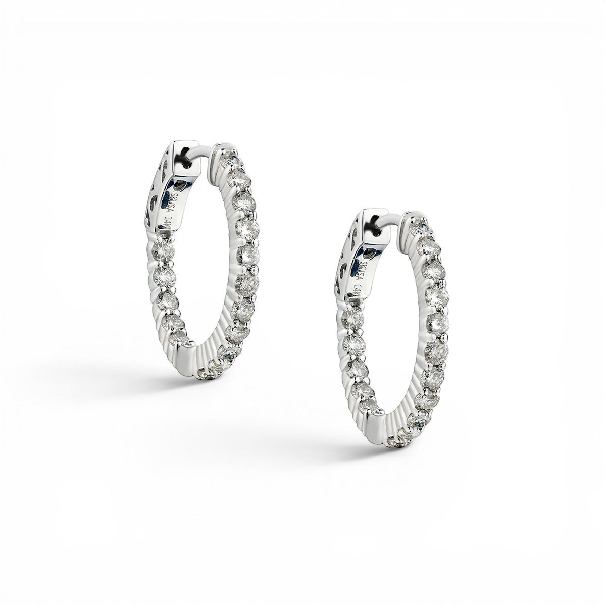 Inside-Outside Diamond Hoop Earrings (2 cm) - 1.00 CT-Bijoux Village Fine Jewellers