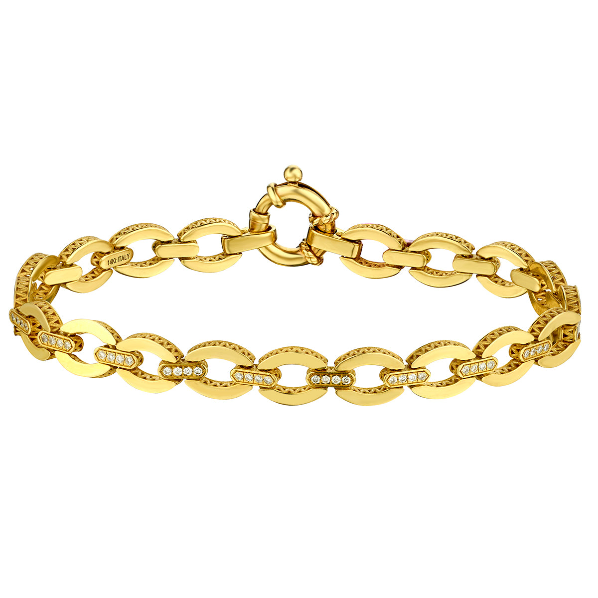 Diamond Accented Mariner Link Bracelet-14 Karat-Bijoux Village Fine Jewellers