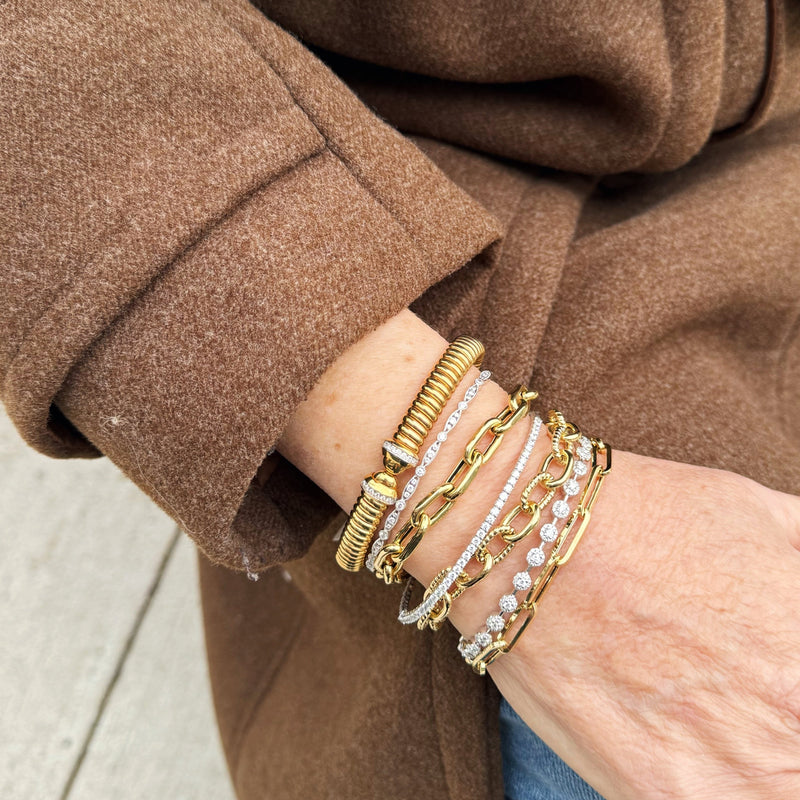 Flexible Bracelet with Diamonds-14 Karat-Bijoux Village Fine Jewellers