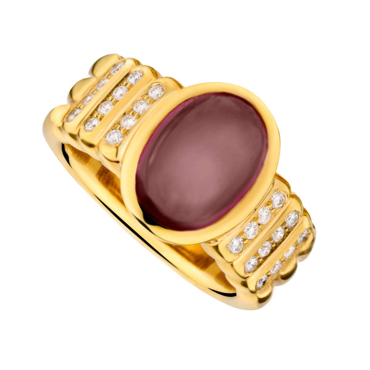 Pink Tourmaline Cabochon and Diamond Ring-Bijoux Village Fine Jewellers