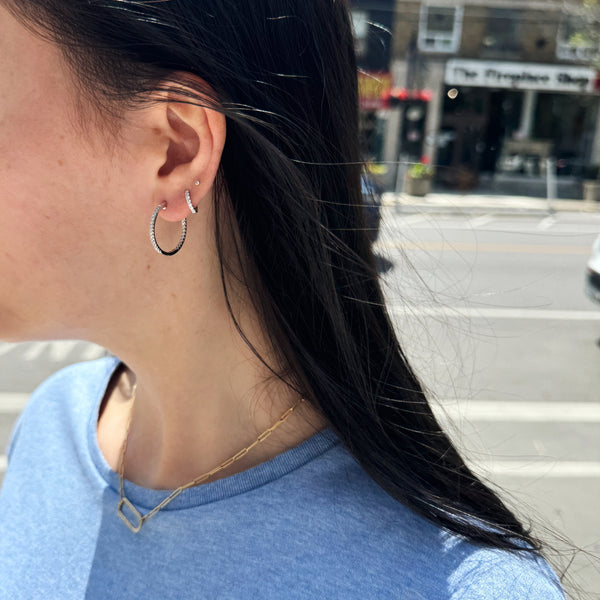 14K White Gold Inside-Outside Diamond Hoop Earrings – 1.00 CT-Bijoux Village Fine Jewellers