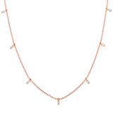 Rose Gold Beaded Chain with Round Brilliant Cut Diamond Drops-Bijoux Village Fine Jewellers