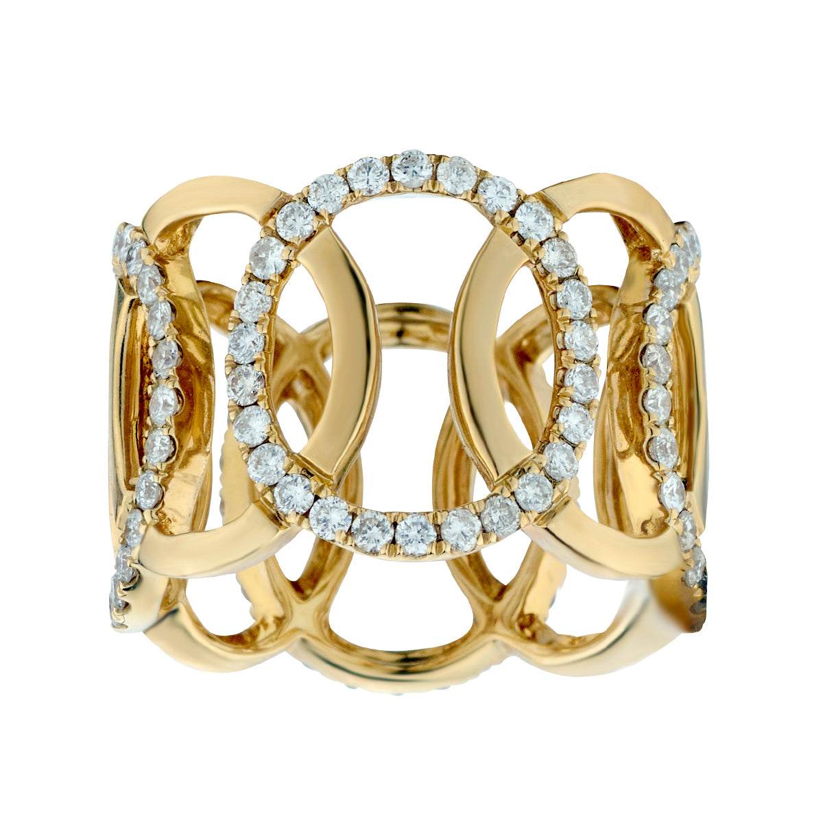 Yellow Gold Openwork Diamond Statement Ring-Bijoux Village Fine Jewellers