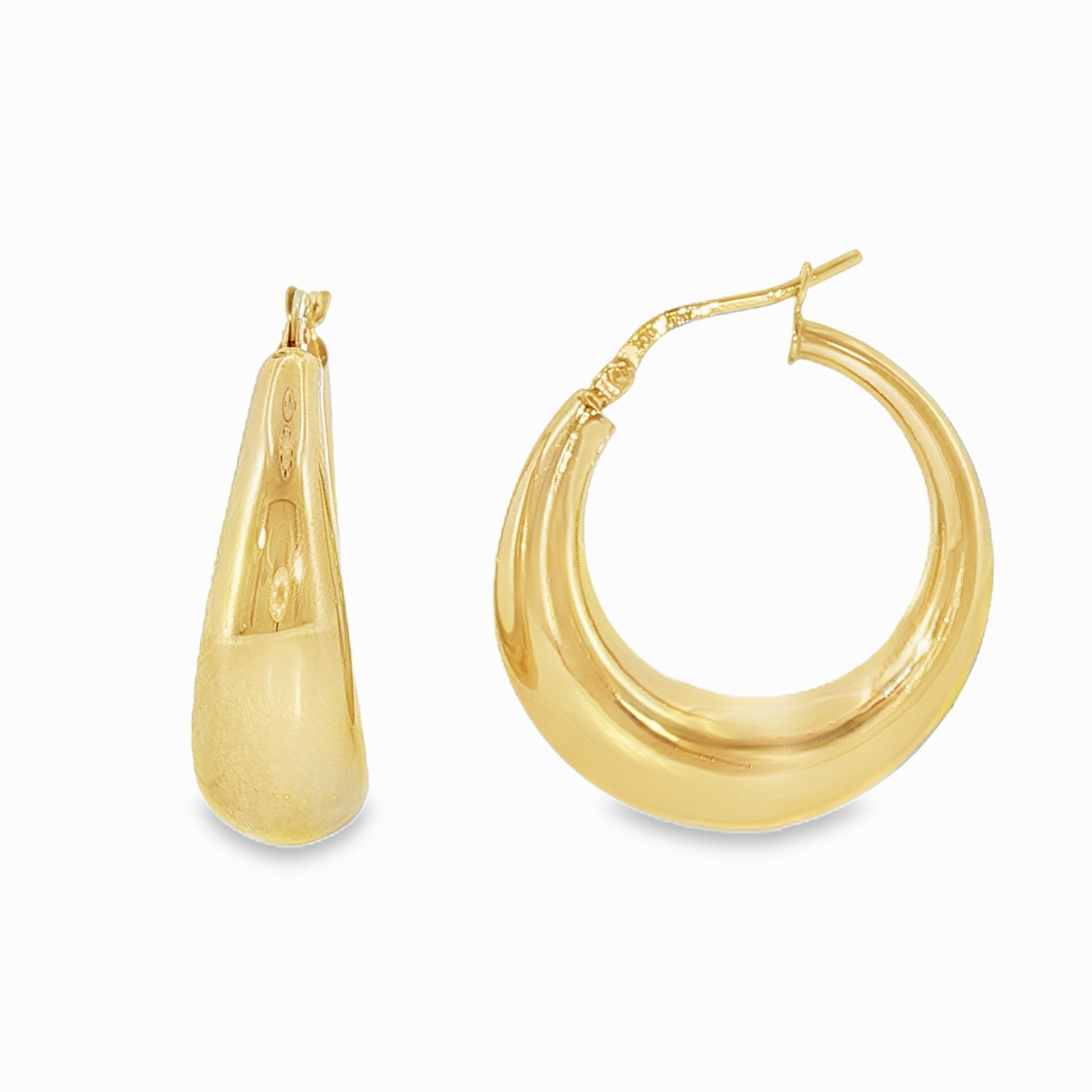 14K Yellow Gold Tapered Dome Hoop Earrings-Bijoux Village Fine Jewellers