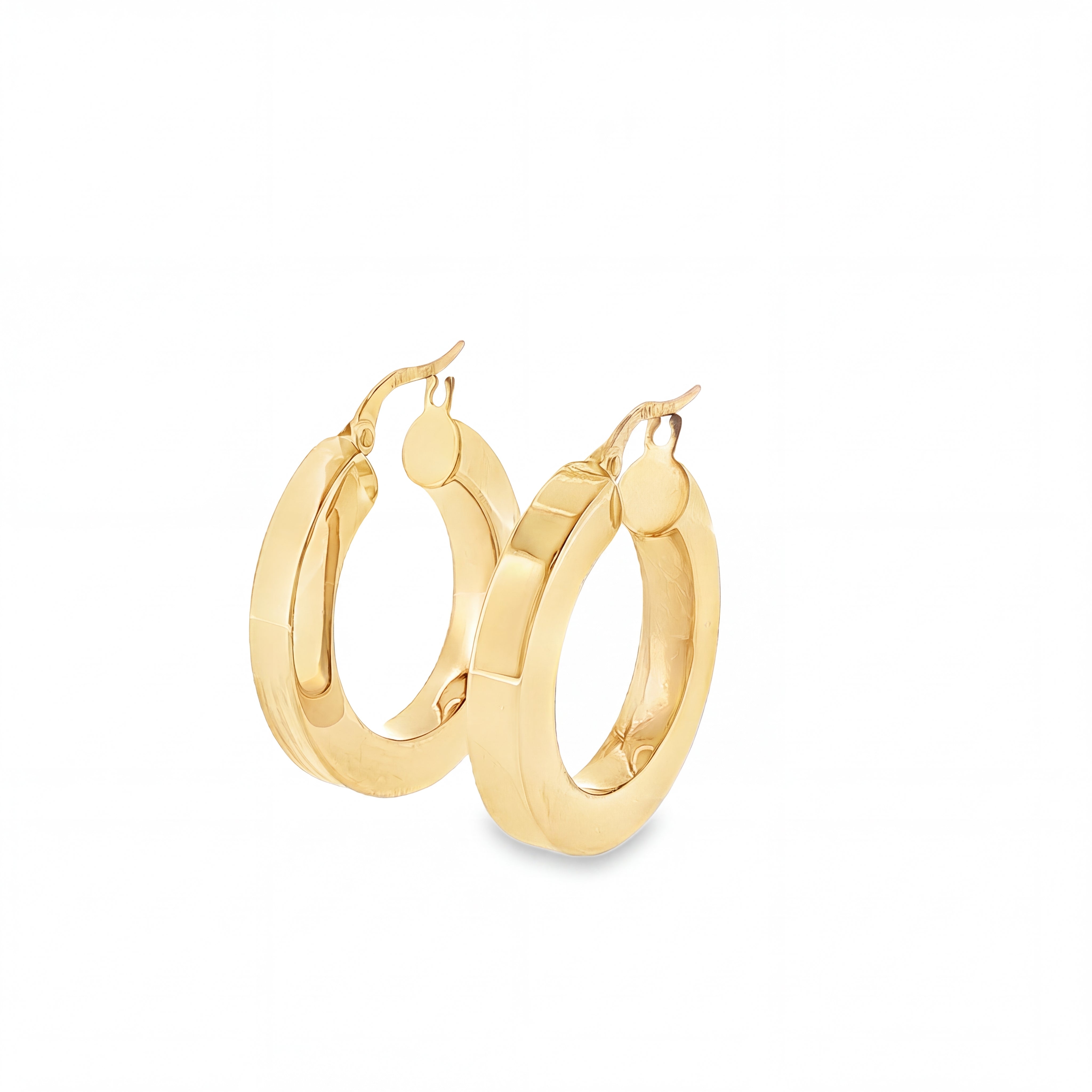 10K Yellow Gold Polished Flat Hoop Earrings-Bijoux Village Fine Jewellers