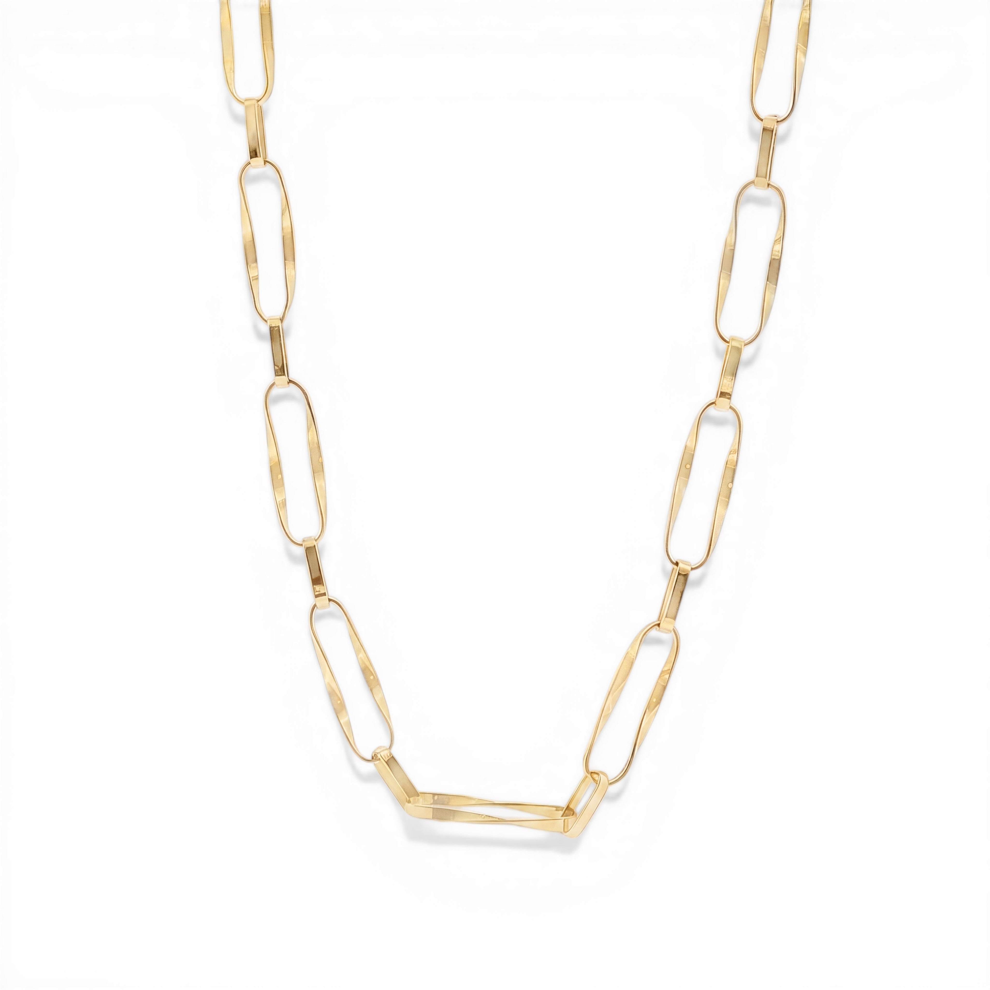 Hammered Paperclip Chain Necklace