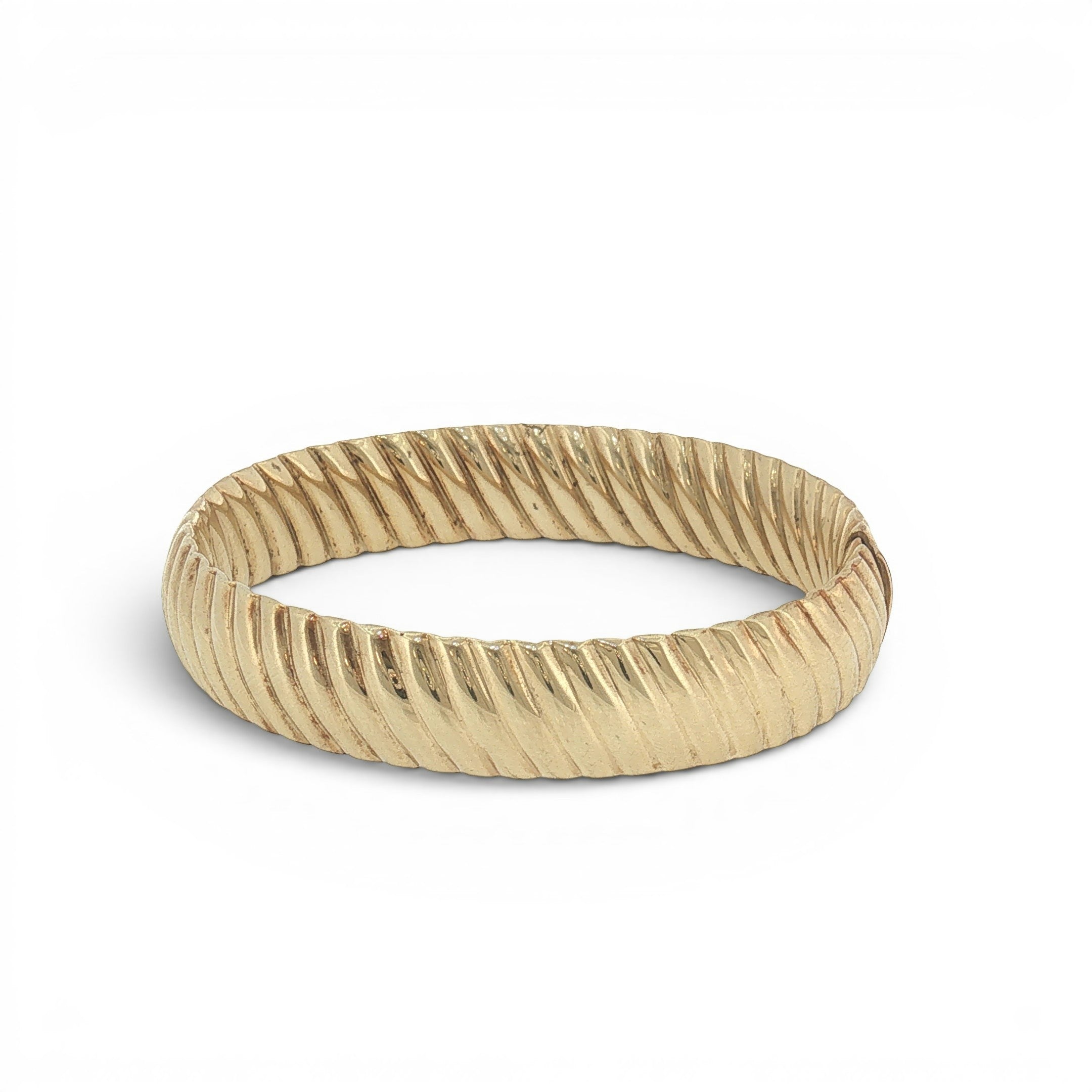 14K Yellow Gold Italian Ribbed Bangle Bracelet