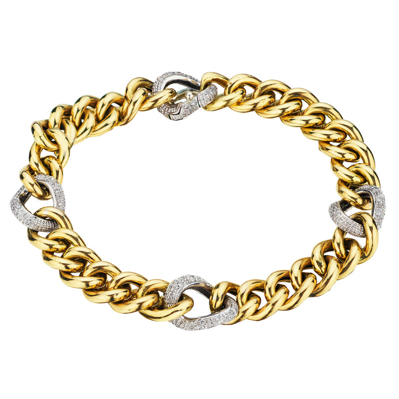 Gold Diamond Link Bracelet-14 Karat-Bijoux Village Fine Jewellers