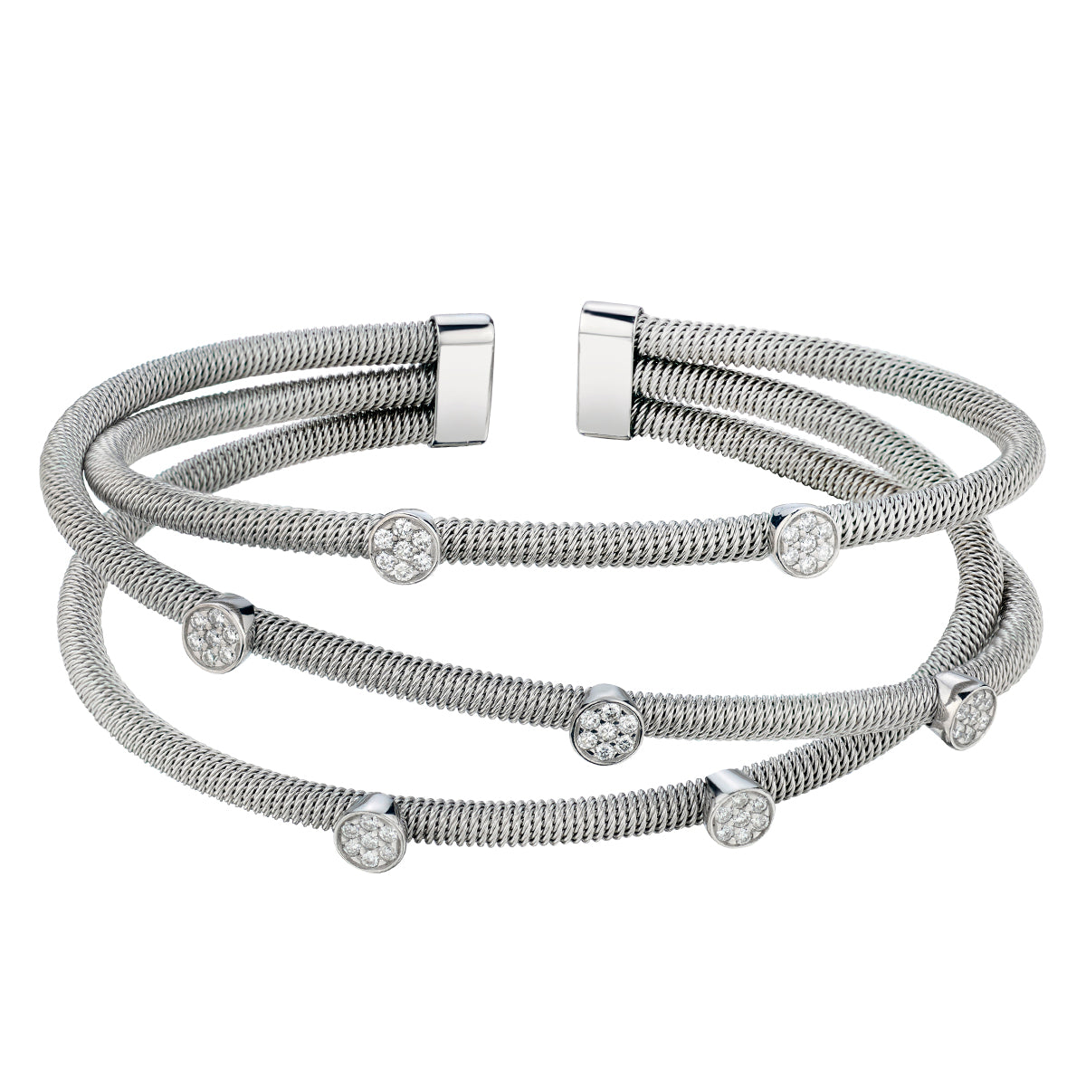 White Gold Diamond Cuff Bracelet-White Gold-Bijoux Village Fine Jewellers