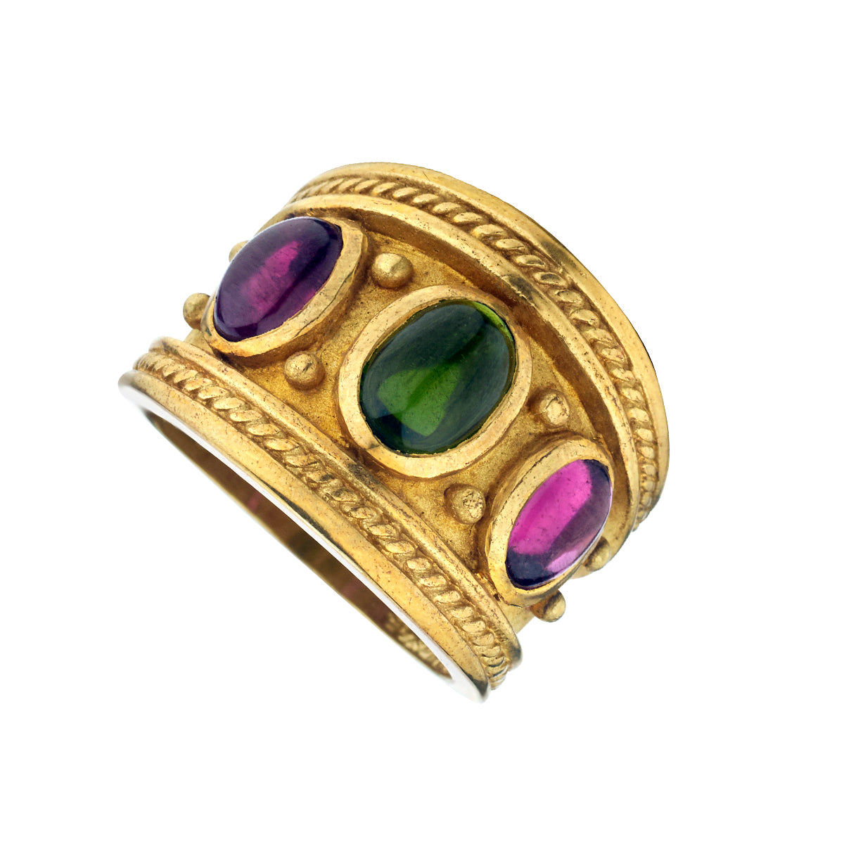 Vintage-Inspired Cabochon Tourmaline Band-14 Karat-Bijoux Village Fine Jewellers