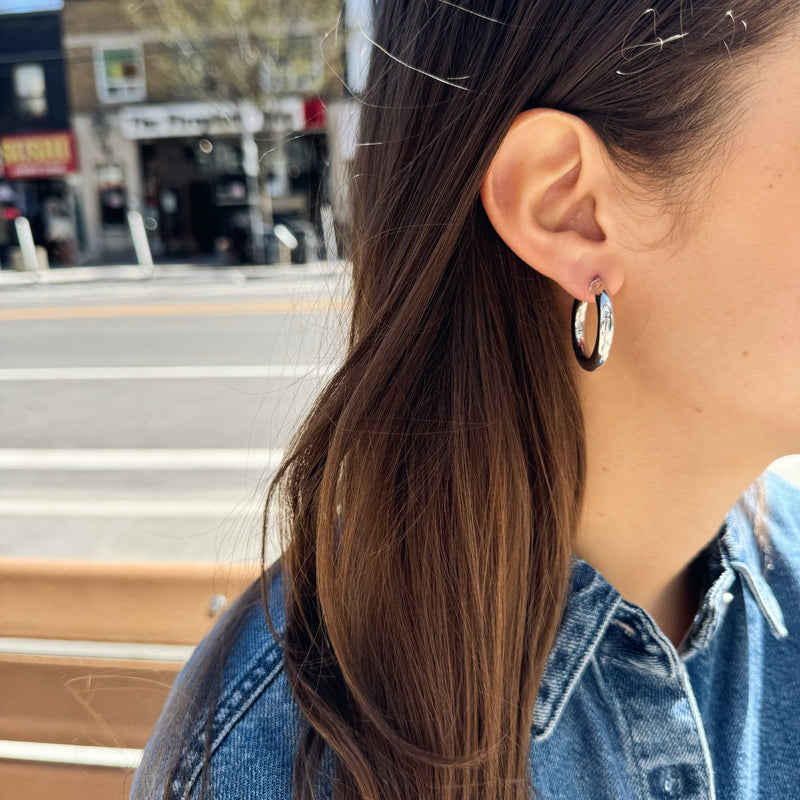White Gold Classic Tube Hoops-Bijoux Village Fine Jewellers