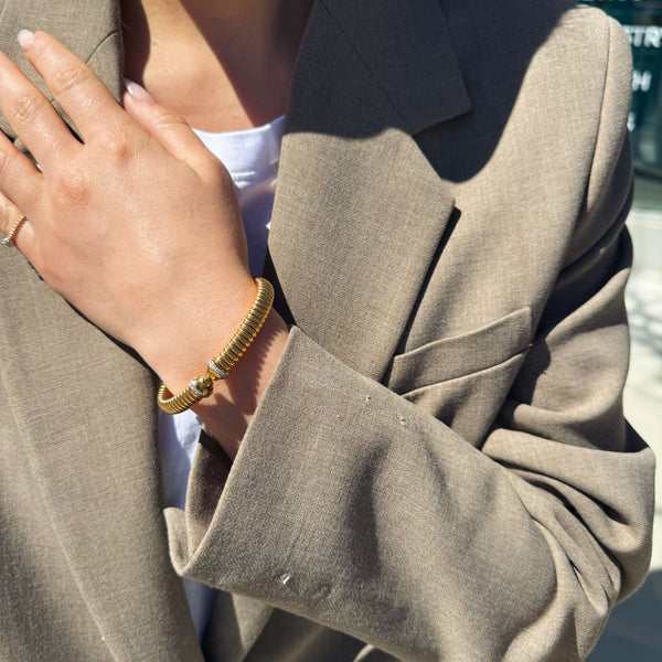 Woven Gold Diamond Cuff Bracelet-Bijoux Village Fine Jewellers