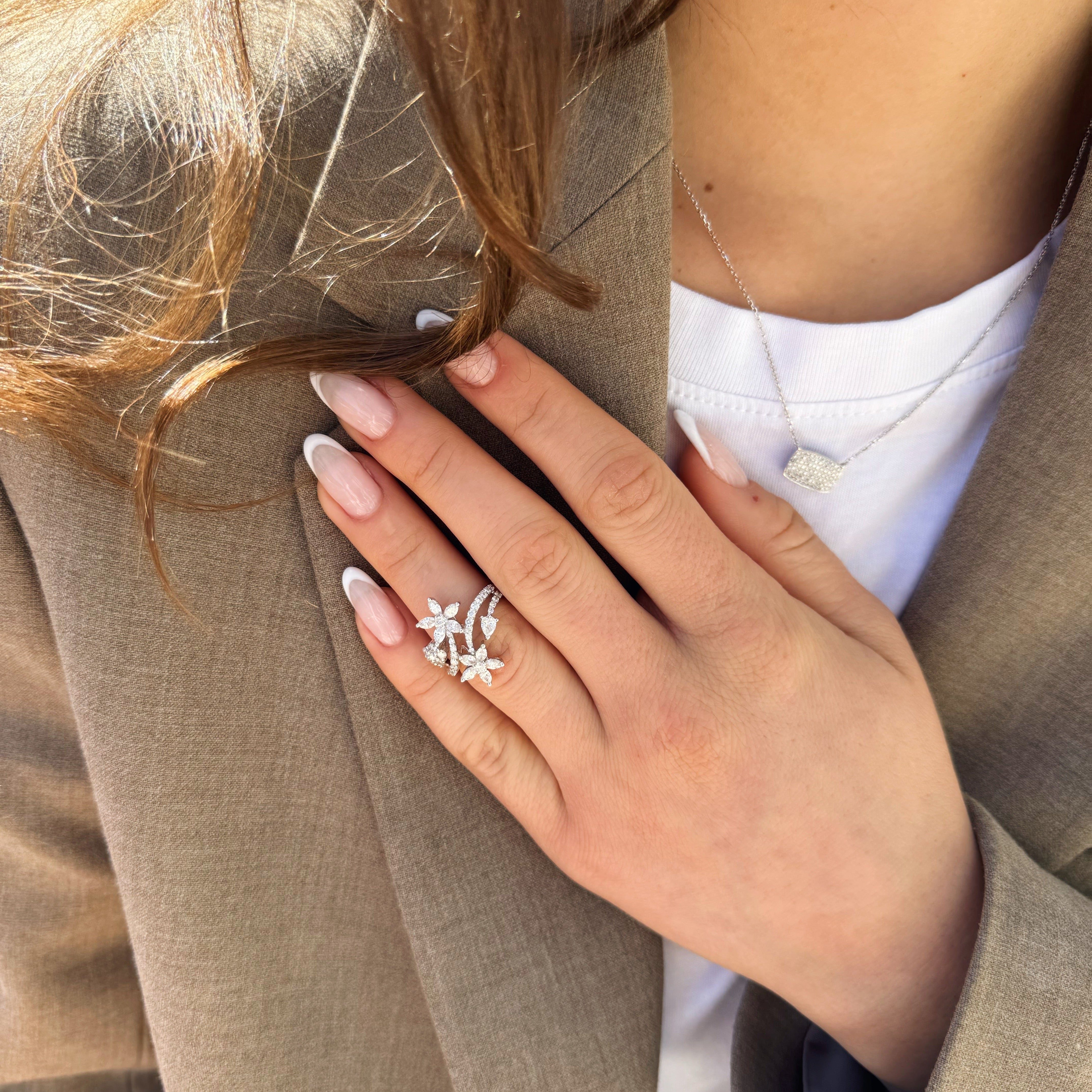 Floral Diamond Ring – 1.67 CT-Bijoux Village Fine Jewellers