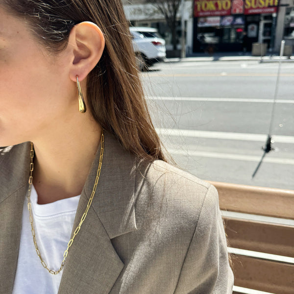 Sculptural Teardrop Hoop Stud Earrings-Bijoux Village Fine Jewellers