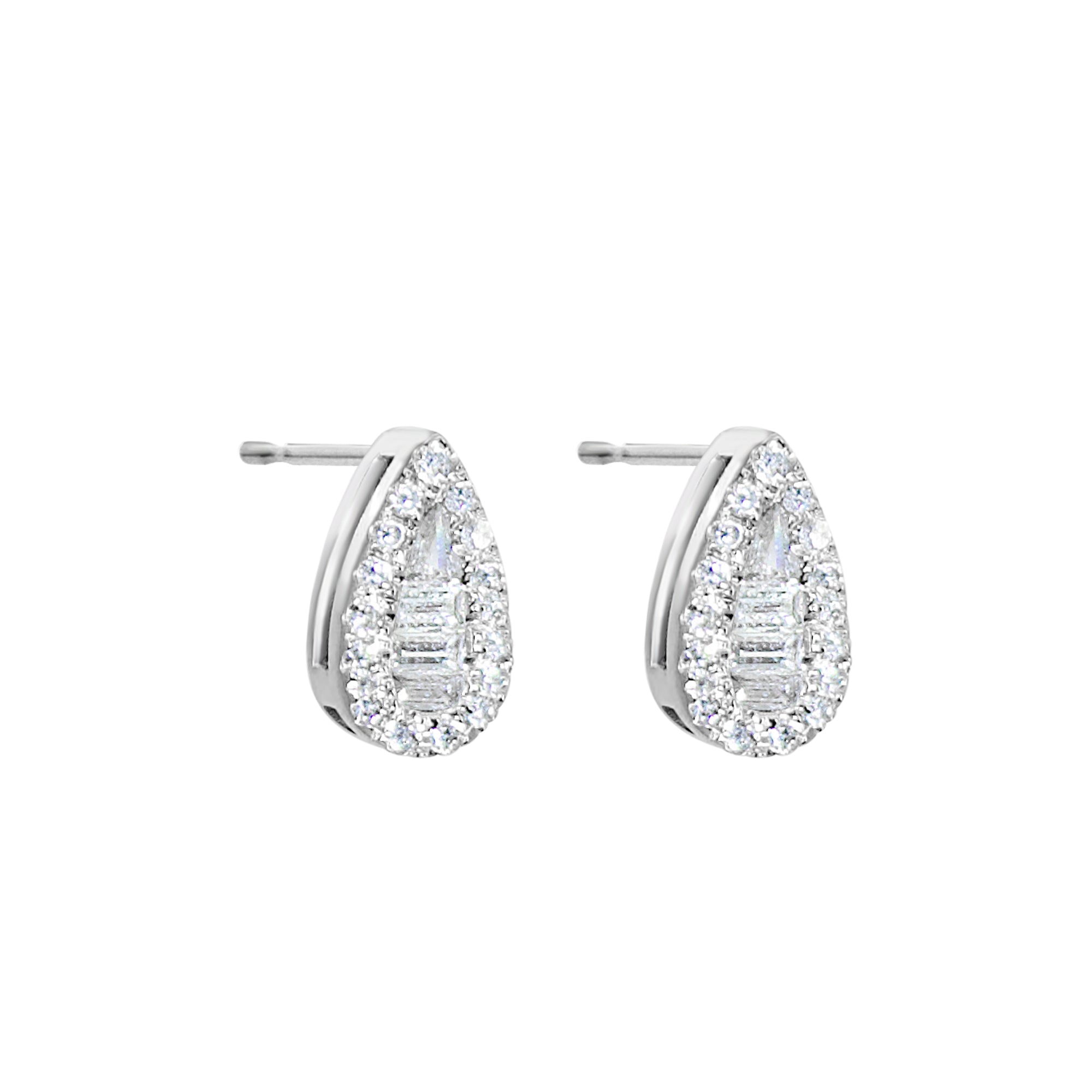 Pear-Shaped Diamond Stud Earrings-White Gold-Bijoux Village Fine Jewellers