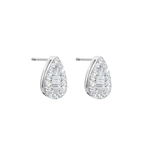 18 Karat White Gold Diamond Stud Earrings with .25 CTs natural Diamonds-earring-Bijoux Village Fine Jewellers