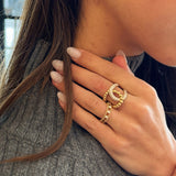 Yellow Gold Beaded & Diamond Openwork Ring-Bijoux Village Fine Jewellers