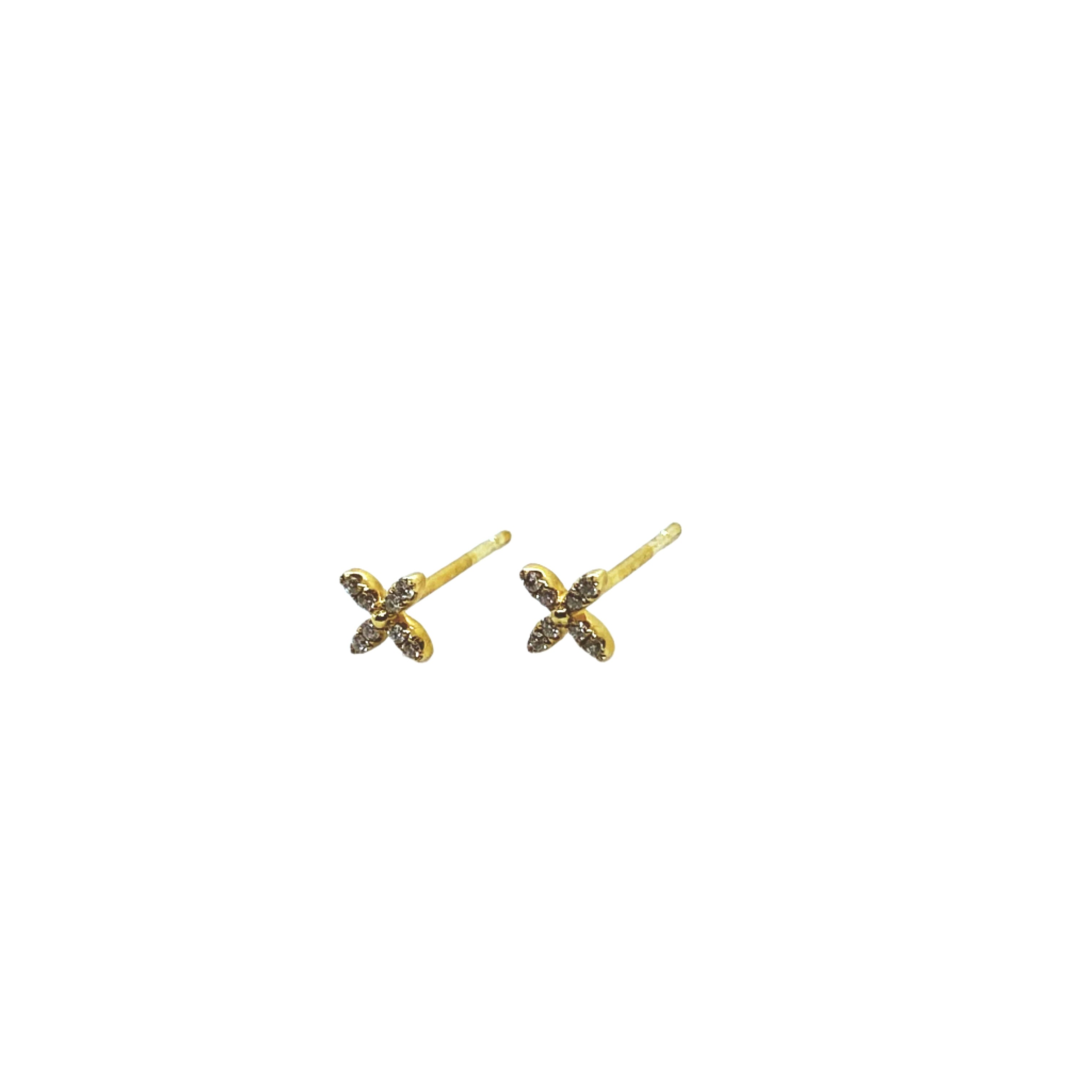 Petite Diamond Flower Stud Earrings-Bijoux Village Fine Jewellers