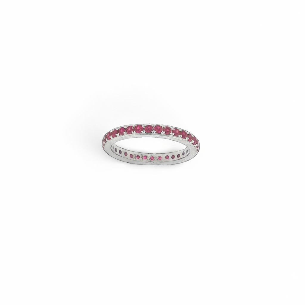 14K White Gold Ruby Eternity Band-Bijoux Village Fine Jewellers