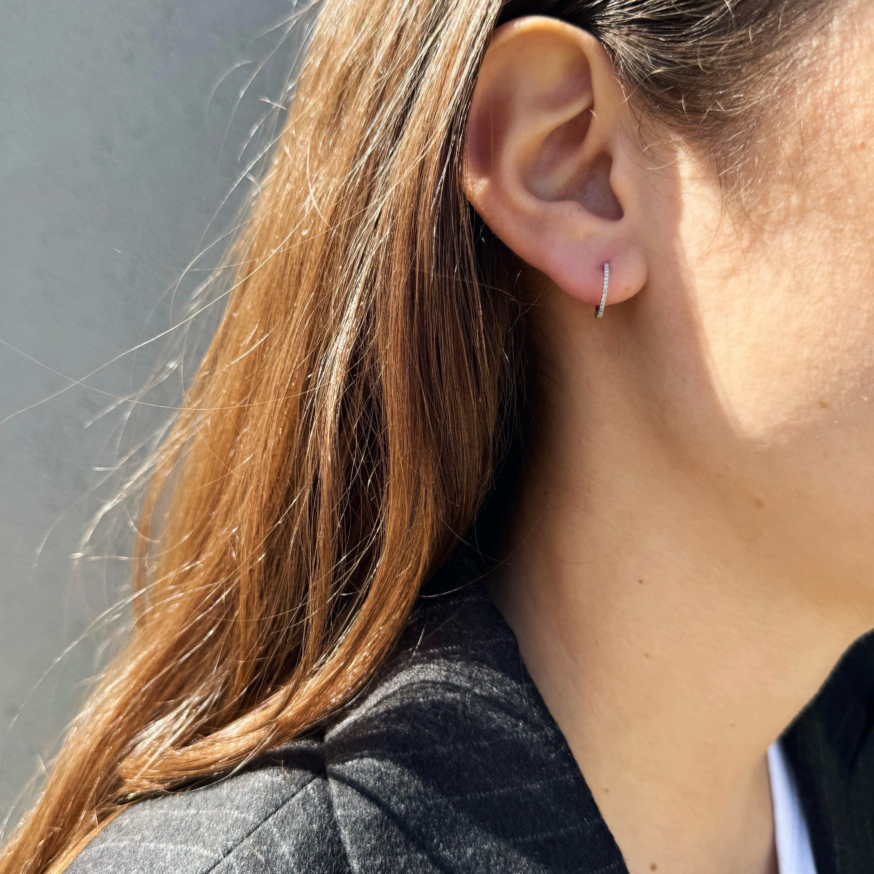 Diamond Huggie Hoop Earrings - 12 mm-Bijoux Village Fine Jewellers