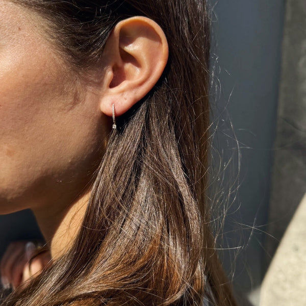 Diamond Drop Huggie Hoops-Bijoux Village Fine Jewellers