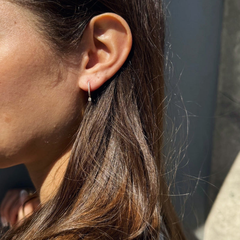 Diamond Drop Huggie Hoops-Bijoux Village Fine Jewellers