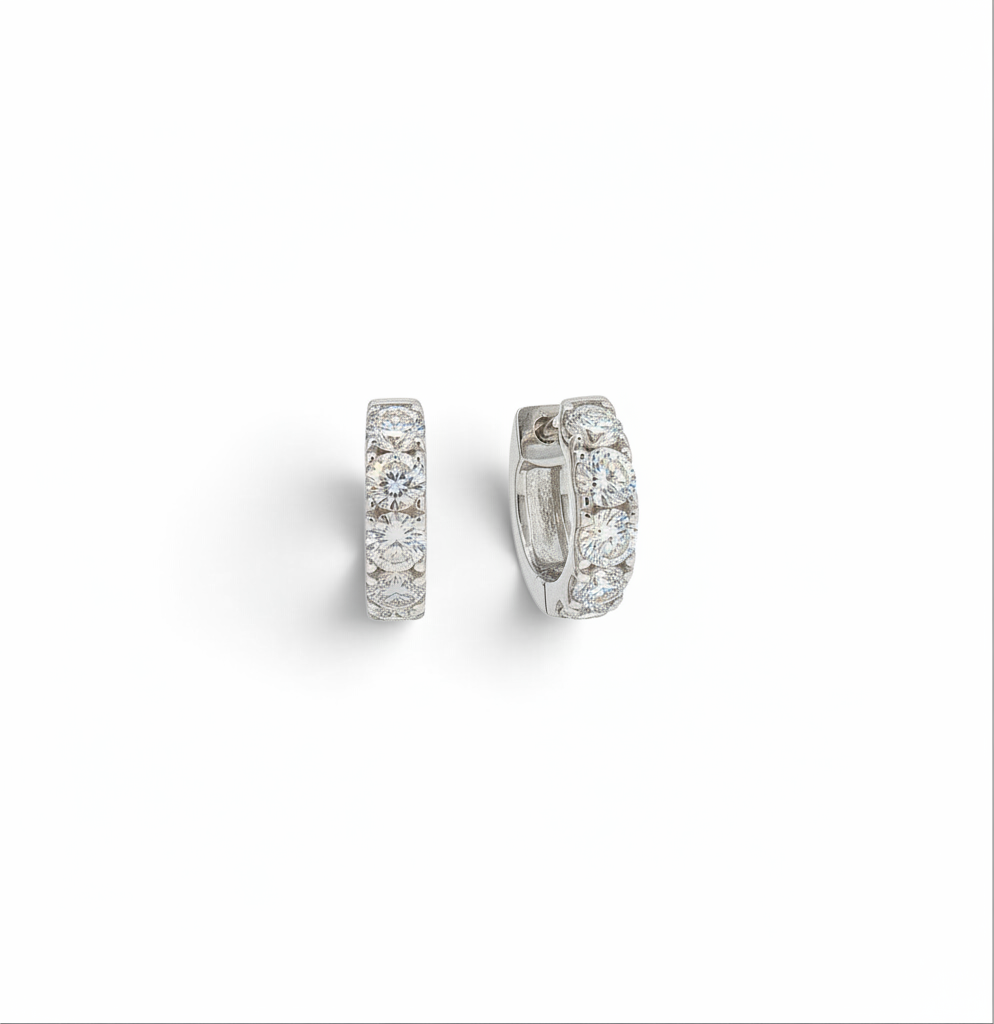 Elegant Diamond Huggie Hoop Earrings-Bijoux Village Fine Jewellers